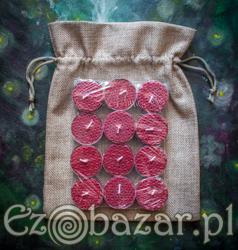 Różane tealighty w jutowym woreczku - 12 sztuk, Fair Trade