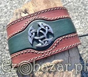 Celtica - skórzana, celtycka bransoleta z węzłami